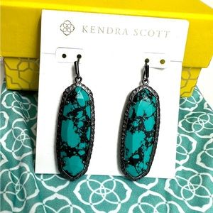 Kendra Scott Lauren Gunmetal Nd variegated Teal Earrings